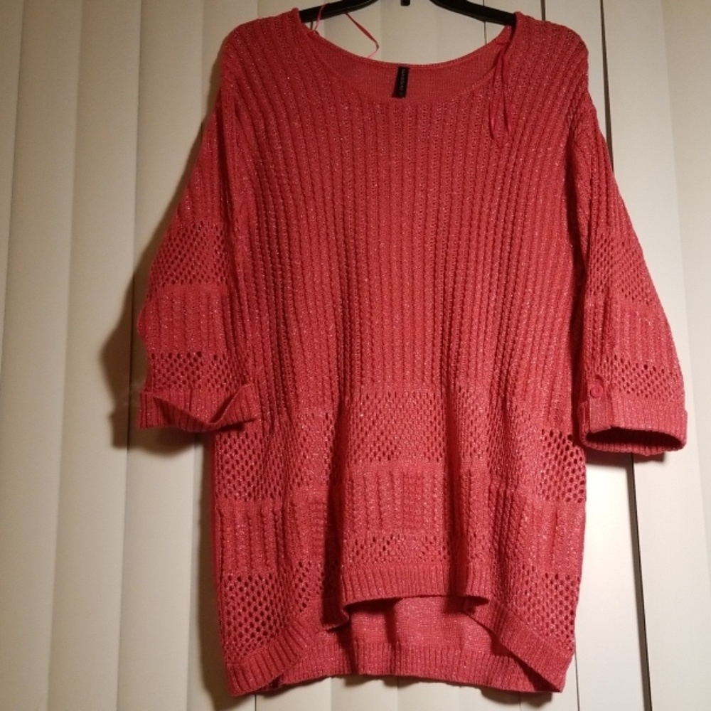 Metallic thread pinkish coral sweaters